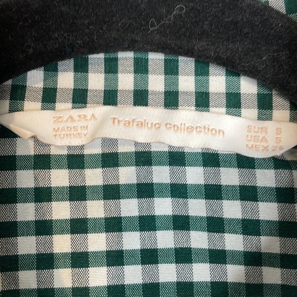 Zara mix gingham print ruffle buttons down shirt - Picture 4 of 7